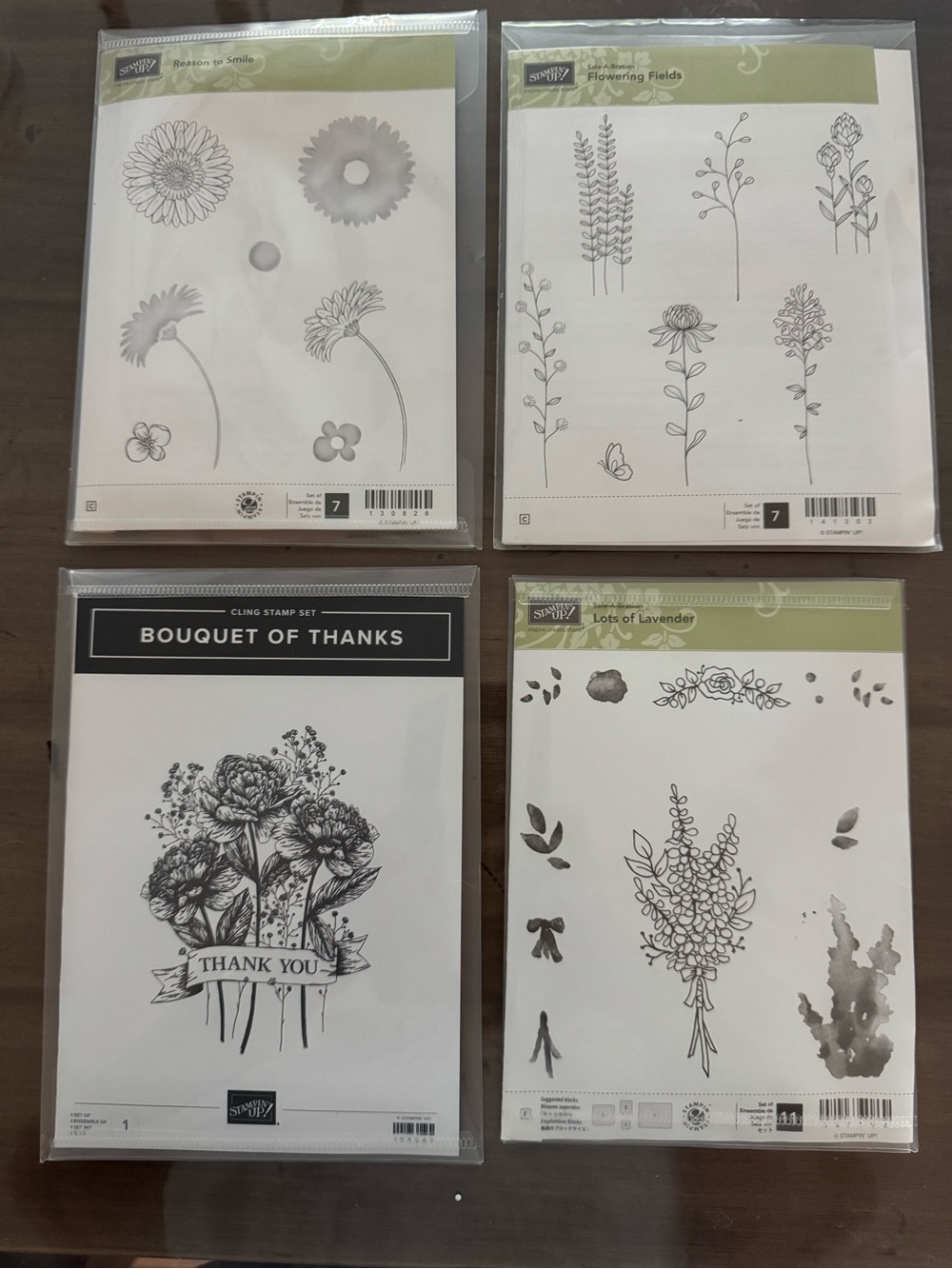Bundle of 4 Stampin' Up! Floral Stamp Sets. Most unused. A few lightly used.